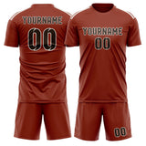 Custom Coral Red Brown Soccer Set