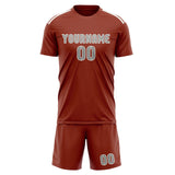 Custom Coral Red Gray Soccer Set