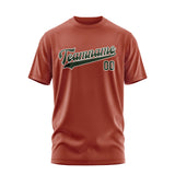 Custom Coral Red Dark Green T-Shirt