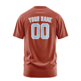 Custom Coral Red Light Blue T-Shirt