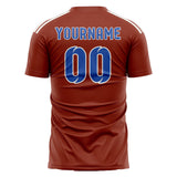 Custom Coral Red Sky Blue Soccer Jersey