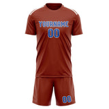 Custom Coral Red Sky Blue Soccer Set