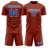 Custom Coral Red Sky Blue Soccer Set