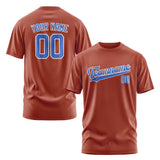 Custom Coral Red Sky Blue T-Shirt