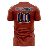 Custom Coral Red Blue Soccer Jersey
