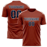 Custom Coral Red Blue Soccer Jersey