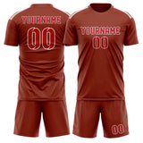 Custom Coral Red Red Soccer Set