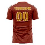 Custom Coral Red Yellow Soccer Jersey