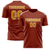 Custom Coral Red Yellow Soccer Jersey