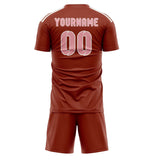 Custom Coral Red Light Pink Soccer Set