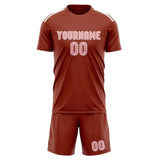 Custom Coral Red Light Pink Soccer Set