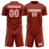 Custom Coral Red Light Pink Soccer Set