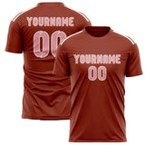 Custom Coral Red Light Pink Soccer Jersey