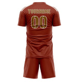 Custom Coral Red Khaki Soccer Set