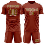 Custom Coral Red Khaki Soccer Set
