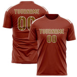 Custom Coral Red Khaki Soccer Jersey