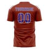 Custom Coral Red Light Purple Soccer Jersey