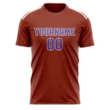 Custom Coral Red Light Purple Soccer Jersey
