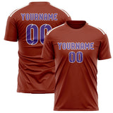 Custom Coral Red Light Purple Soccer Jersey