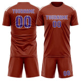 Custom Coral Red Light Purple Soccer Set