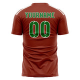 Custom Coral Red Emerald Green Soccer Jersey
