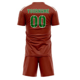Custom Coral Red Emerald Green Soccer Set