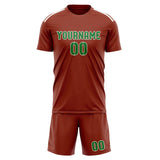 Custom Coral Red Emerald Green Soccer Set