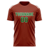 Custom Coral Red Emerald Green Soccer Jersey