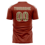 Custom Coral Red Light Khaki Soccer Jersey
