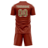 Custom Coral Red Light Khaki Soccer Set