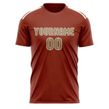 Custom Coral Red Light Khaki Soccer Jersey