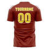 Custom Coral Red Light Yellow Soccer Jersey