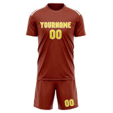 Custom Coral Red Light Yellow Soccer Set