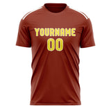 Custom Coral Red Light Yellow Soccer Jersey