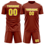 Custom Coral Red Light Yellow Soccer Set