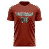 Custom Coral Red Blue Green Soccer Jersey