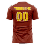 Custom Coral Red Gold Soccer Jersey