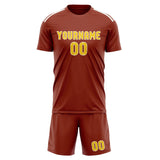 Custom Coral Red Gold Soccer Set