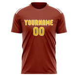 Custom Coral Red Gold Soccer Jersey