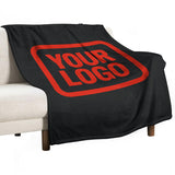 Custom Black Orange-Red Blanket