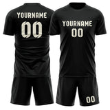 Custom Black Cream Soccer Set