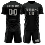 Custom Black Gray Soccer Set