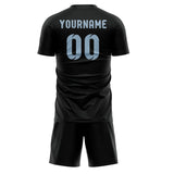 Custom Black Light Blue Soccer Set