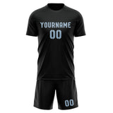 Custom Black Light Blue Soccer Set