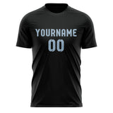 Custom Black Light Blue Soccer Jersey