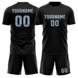 Custom Black Light Blue Soccer Set
