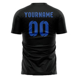 Custom Black Sky Blue Soccer Jersey