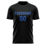 Custom Black Sky Blue Soccer Jersey