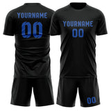 Custom Black Sky Blue Soccer Set