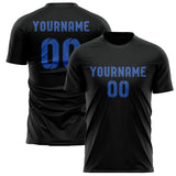 Custom Black Sky Blue Soccer Jersey